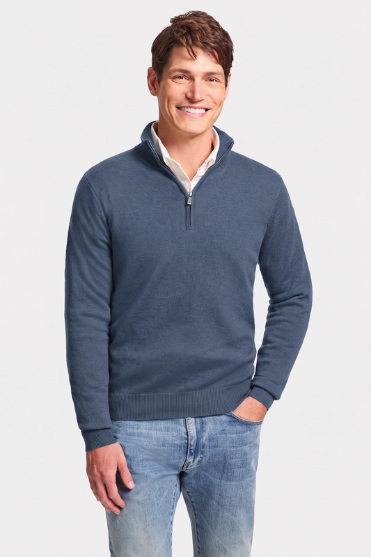 Mockneck Zip Sweater - Solid Grey