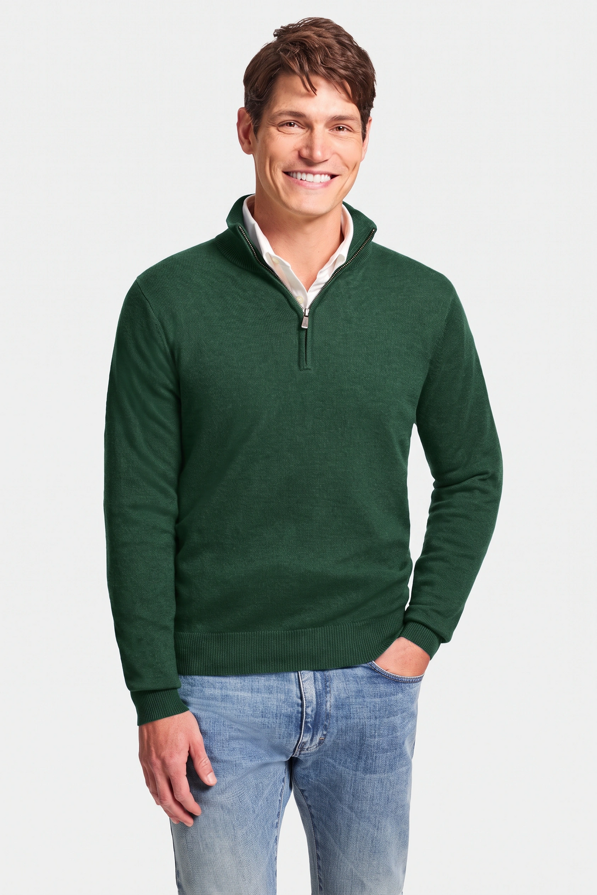 Mockneck Zip Sweater - Sea Green