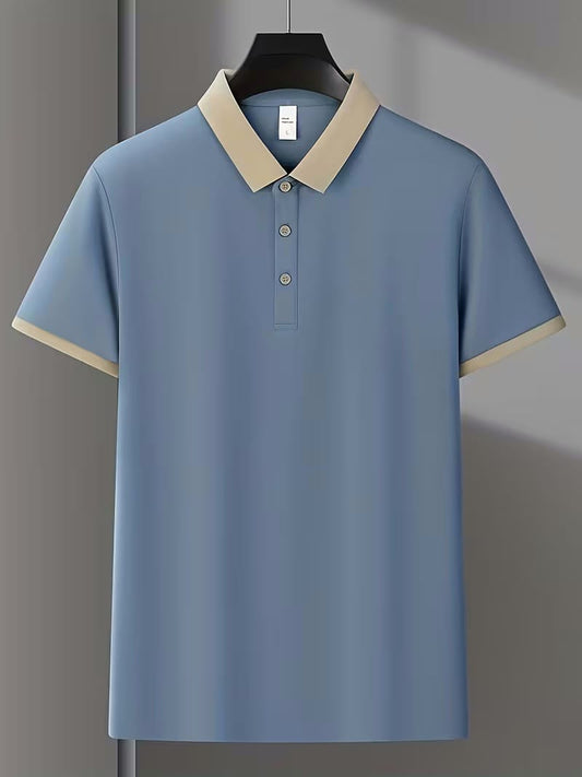 Contrast Cotton Polo - Aqua Blue