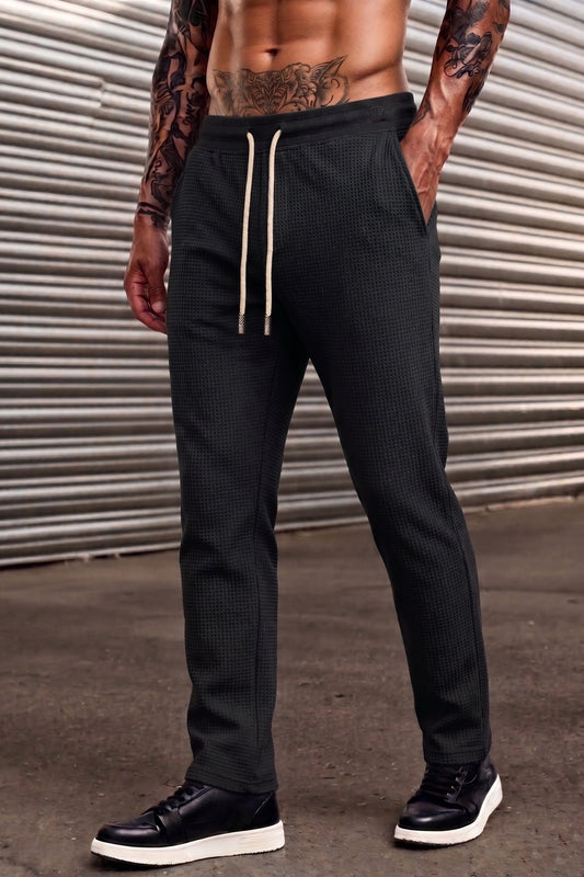 Classic Waffle Knit Trouser - Black