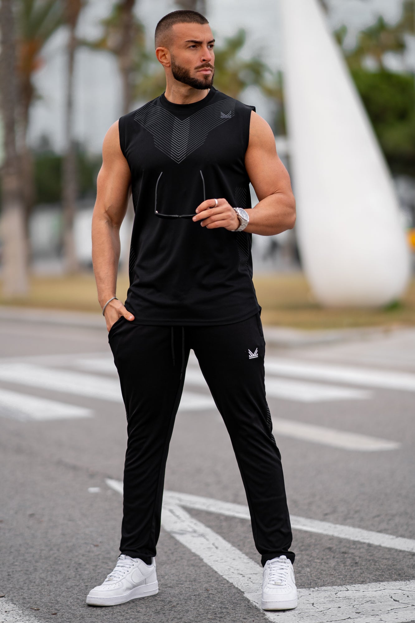 Muscle Sleevless Quickdry Twinset - Black