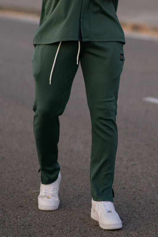 Oversize Cuban Ribbed Cotton Terry Trouser - Seagreen