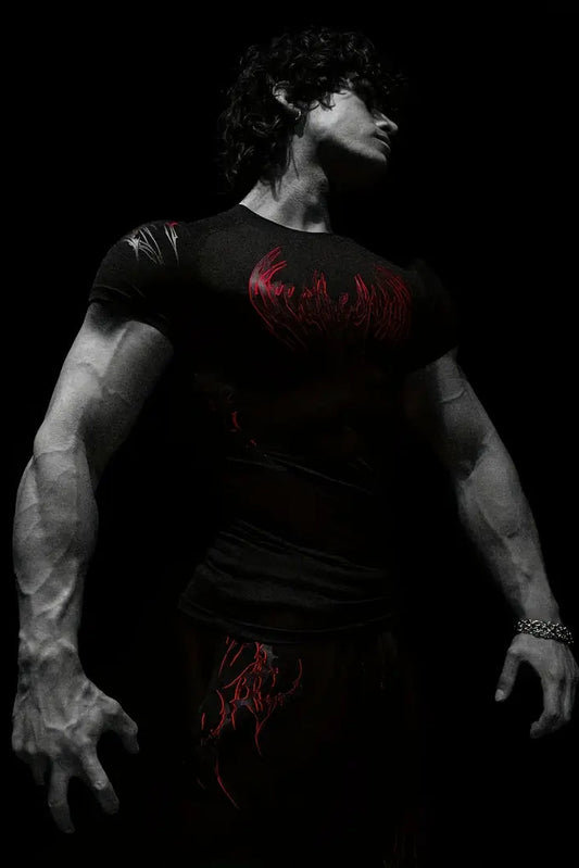 Werewolf T-Shirts Fitted Spandexdry - Red-Black