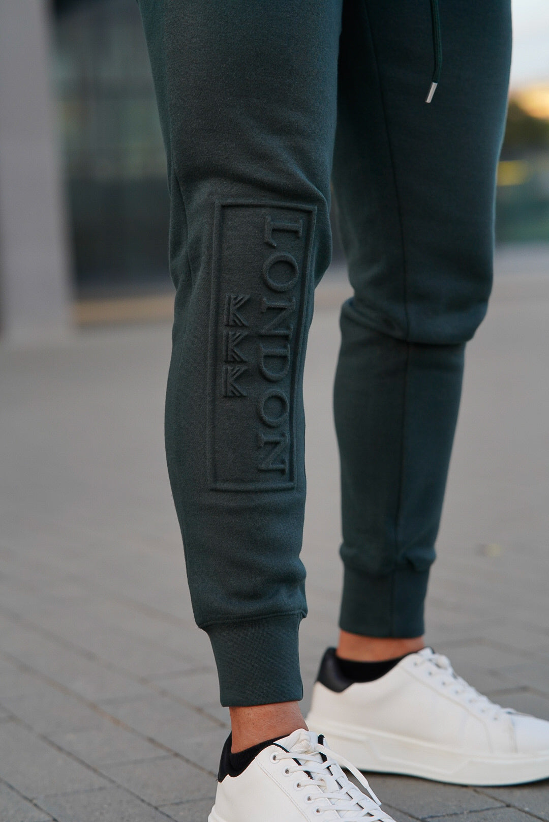 11 Embossed  Cotton  Fleece Trouser - Teal