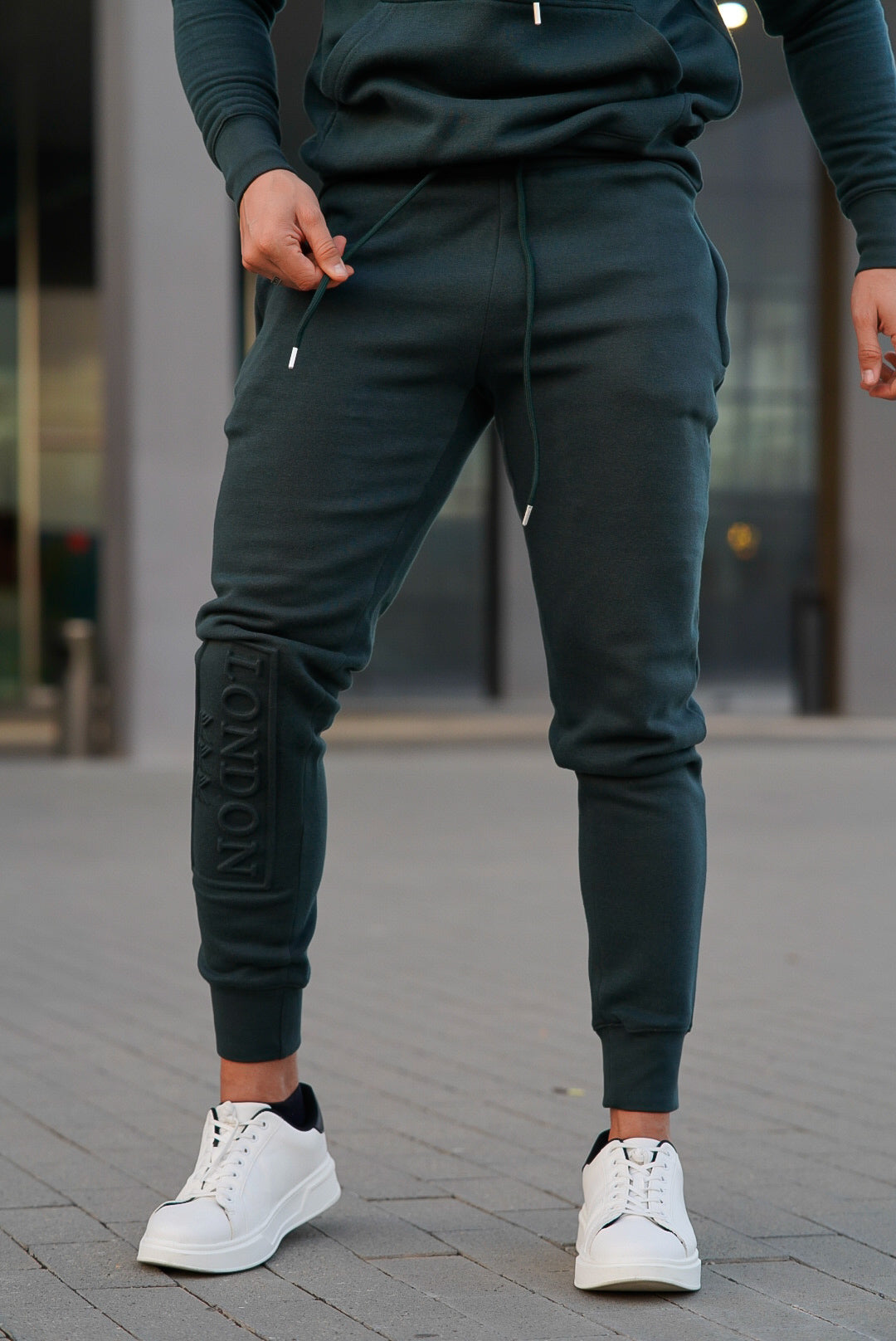 Embossed Cotton Trouser - Teal Green
