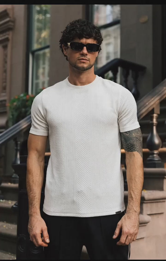 Monaco Snake Textured T-Shirts - Egg White
