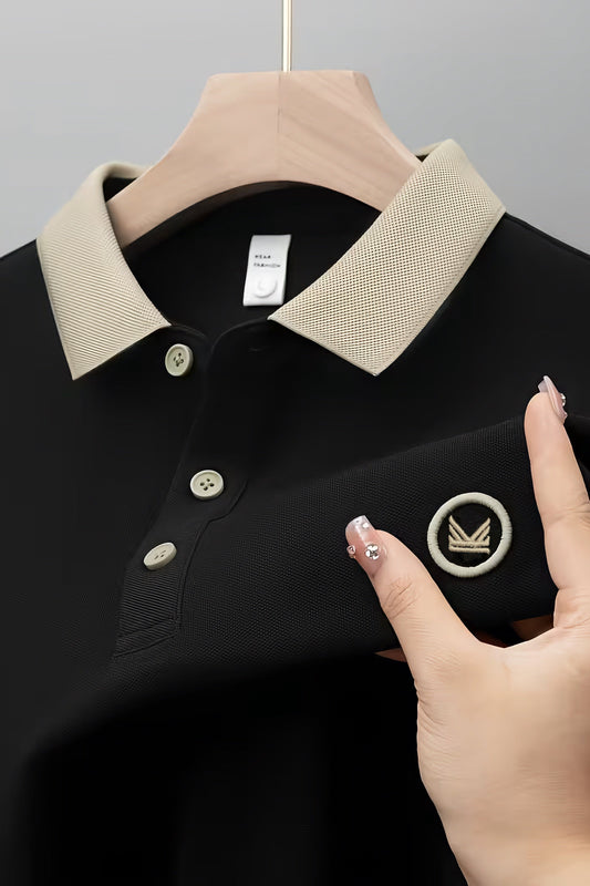 Contrast Cotton Polo - Black