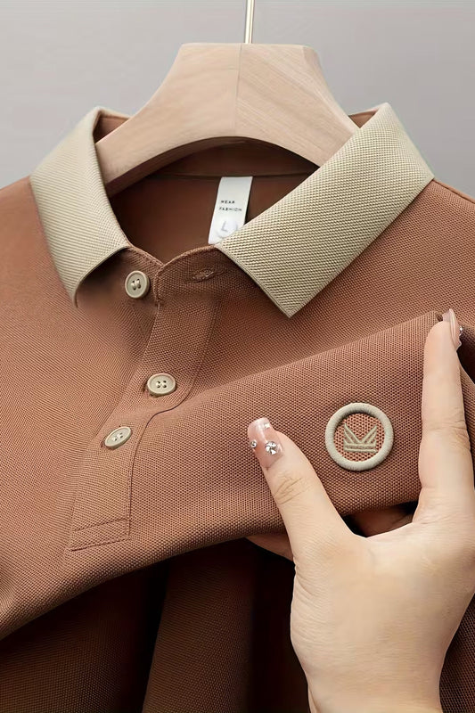 Contrast Cotton Polo - Peach Brown