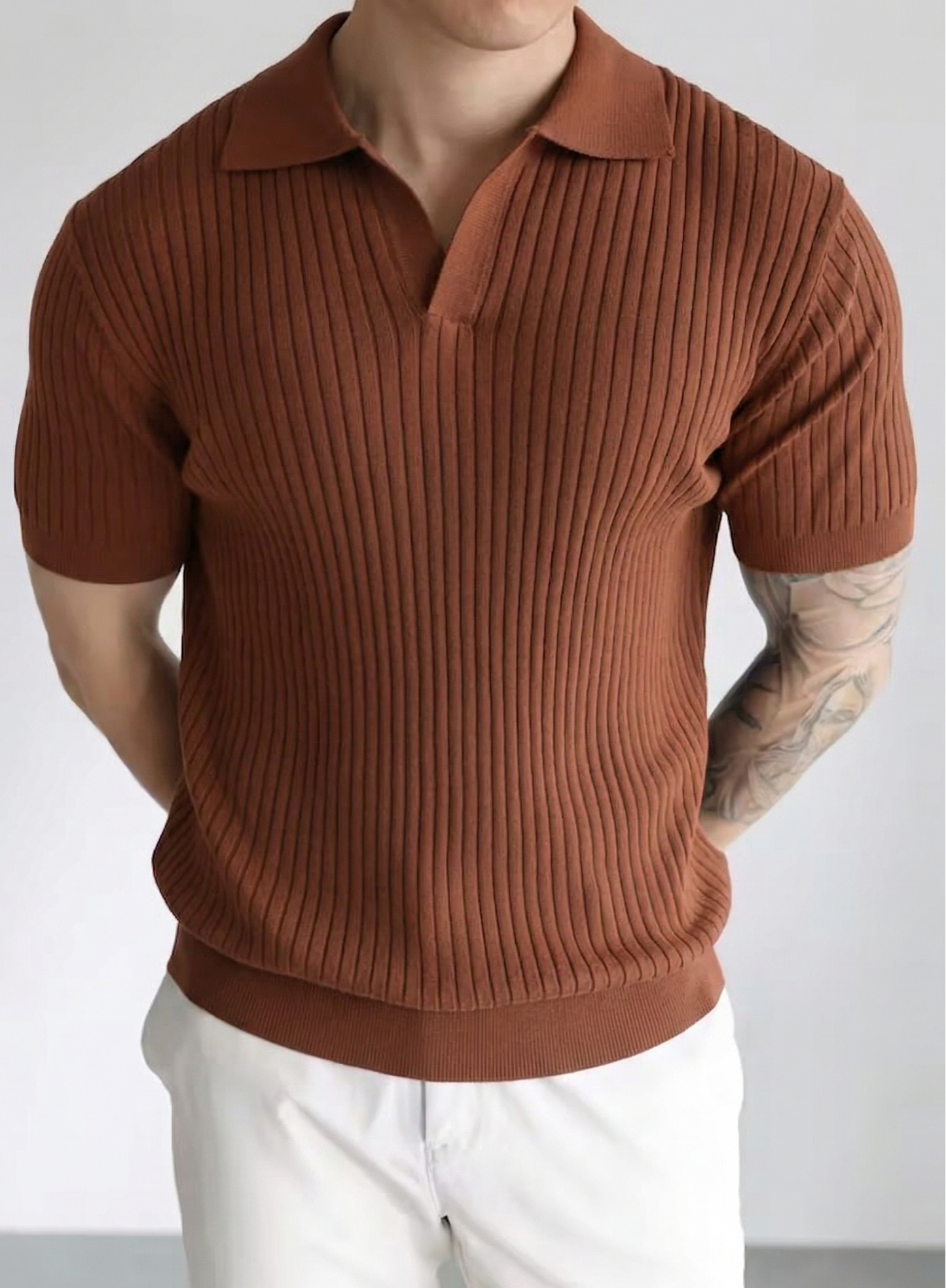 Azure Dropneedle Texture Polo - Rust