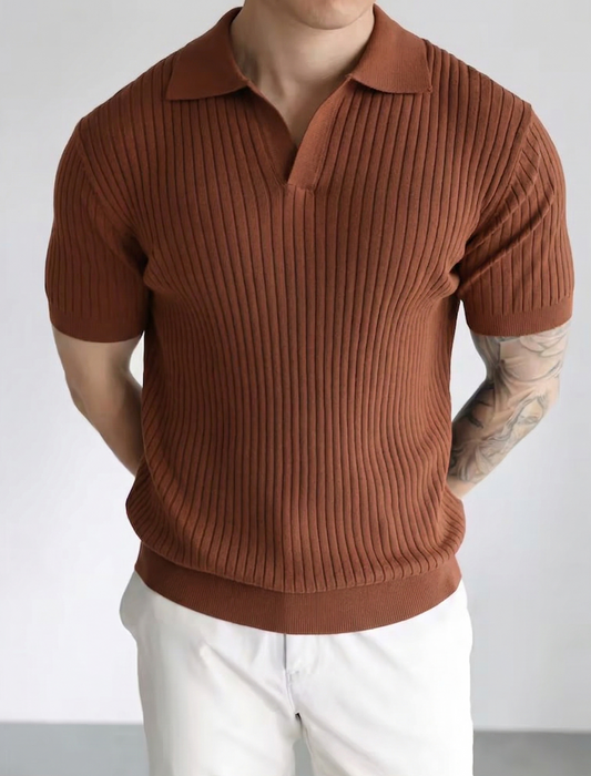 Azure Dropneedle Texture Polo - Rust