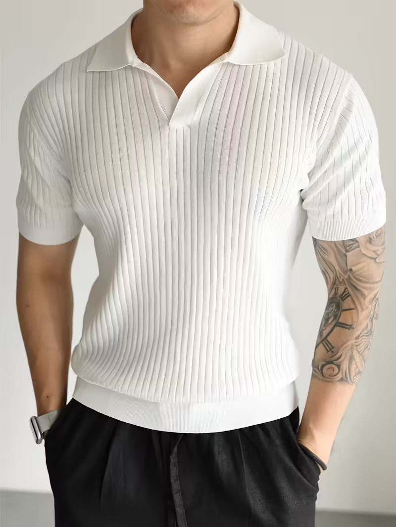 Azure Dropneedle Texture Polo - Cream