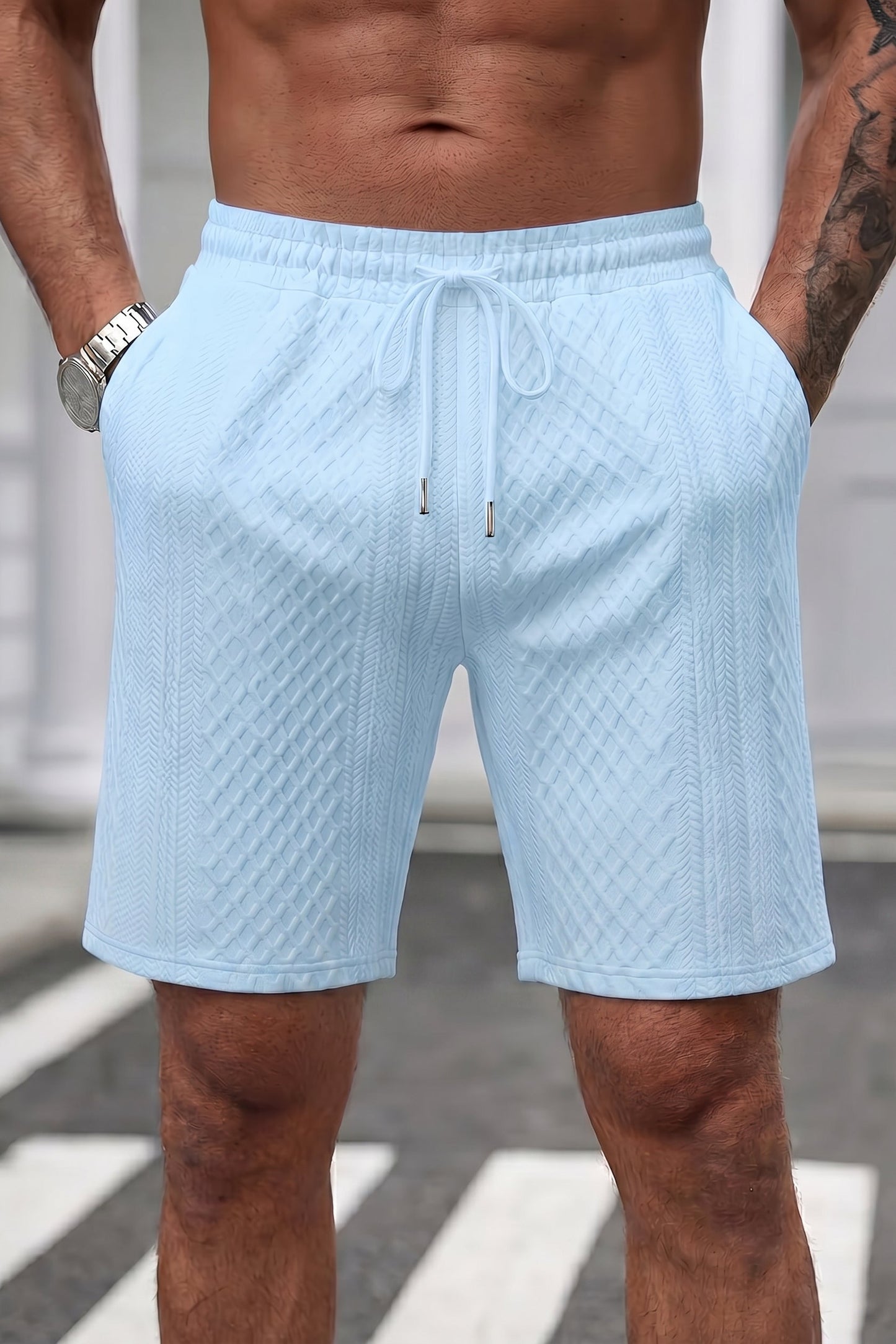 Cabo Snake Textured Shorts -  Aqua-Blue